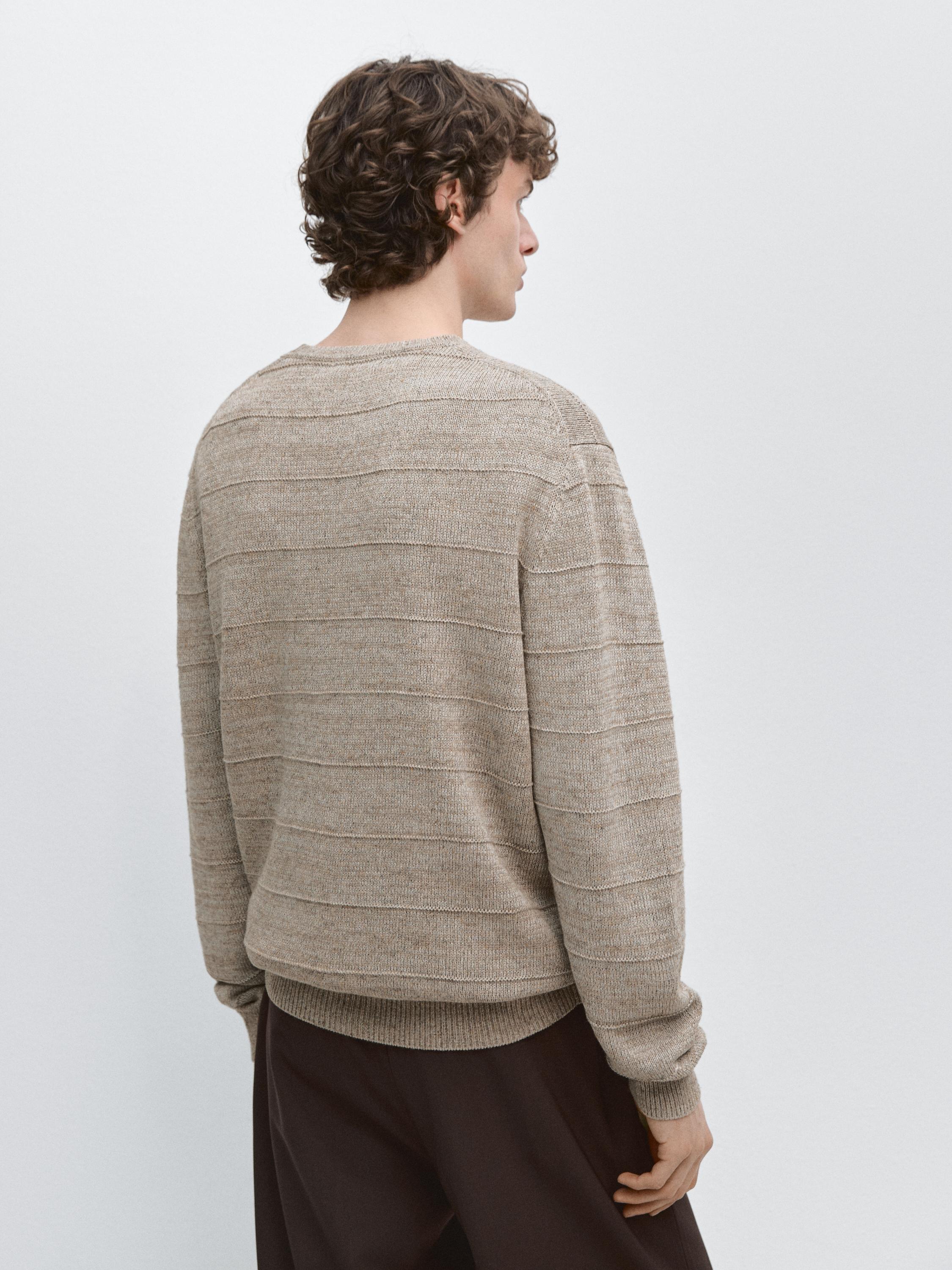 Striped knit crew neck sweater